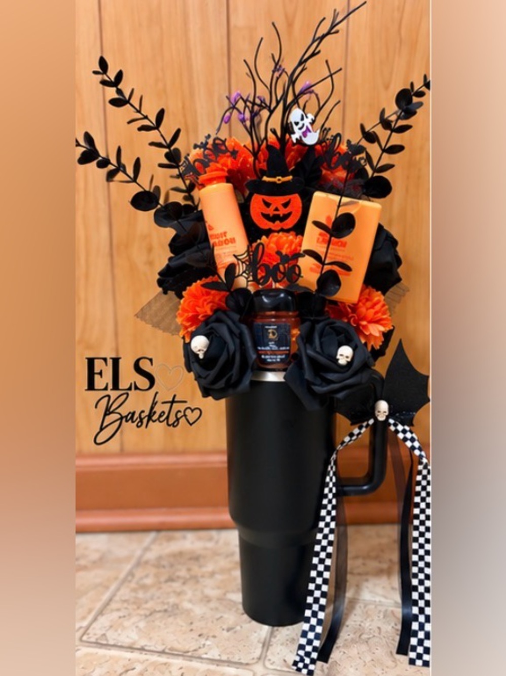 Stanley Halloween Orange and Black Festive Tumbler Bouquet